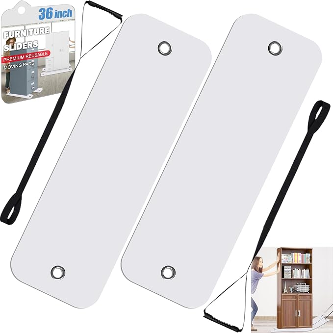 2 Pcs Appliance Sliders for Refrigerators Plastic Appliance Glide with Pull Strap Furniture Moving Slides for Tile Carpet Hardwood Floors (10''×36'')