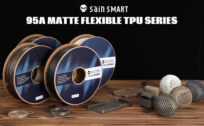 SainSmart Matte TPU Filament, Olive Green Flexible TPU 3D Printing Filament, 1.75 mm, 1kg (2.2LB), Dimensional Accuracy +/- 0.05 mm