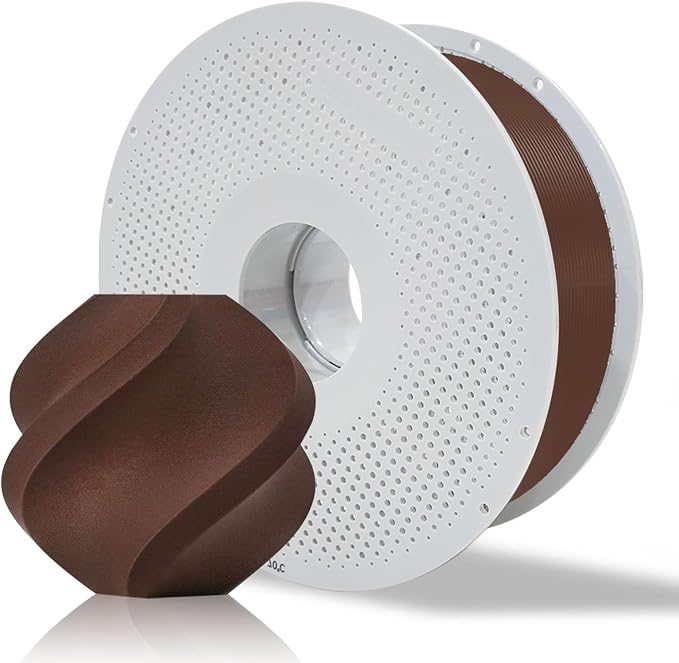 Bamboo PLA Wood 3D Printing Filament for Bambu Lab X1/X1C/P1S/P1P/A1/A1 MINI/AMS 1KG (2.2lbs), Real Wood Texture, Matte Finish, and RFID with Spool +/- 0.03mm (Rosewood 13204)