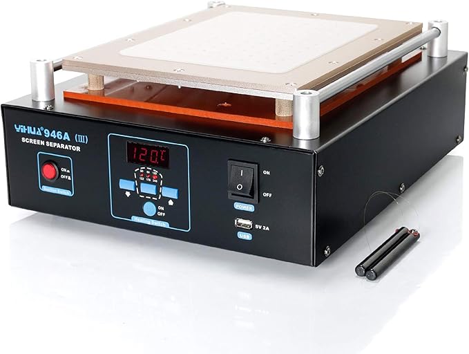 YIHUA 946A-III Digital LCD Screen Separator 5V 2A USB Power Supply with Built-in Long-Lasting Vacuum Pump for Mobile Ipad °F /°C （Aluminum Panel Size: 28cm x 22cm /11" x 8.7" ±0.05）