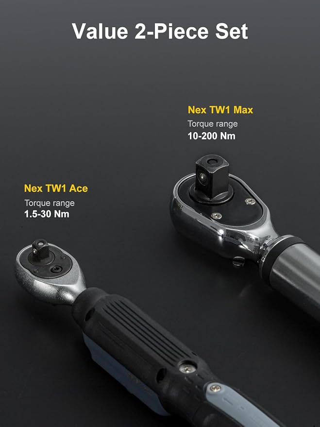 GROWNEER Digital Torque Wrench Set, 1/4" Drive 1.1-22.1 Ft-lbs/1.5-30Nm & 1/2'' Drive 7.38-147.5 Ft-lbs/10-200Nm Electronic Torque Wrench Combo with Buzzer & LED Indicator for Motor Car Repair