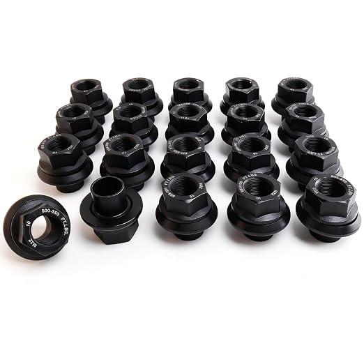 20PCS Two-Piece 19mm Sleeve Flanged Wheel Lug Nuts, M22x1.5 Hex 33mm for Heavy Duty Truck Semi Truck Fit Steel Dual Wheels with Hub Piloted Seat & 26mm Bolt Hole Size