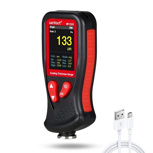 Wintact Car Paint Coating Thickness Gauge Rechargeable, Digital Mil Thickness Meter, Paint Depth Tester for Checker Automotive Original Coating