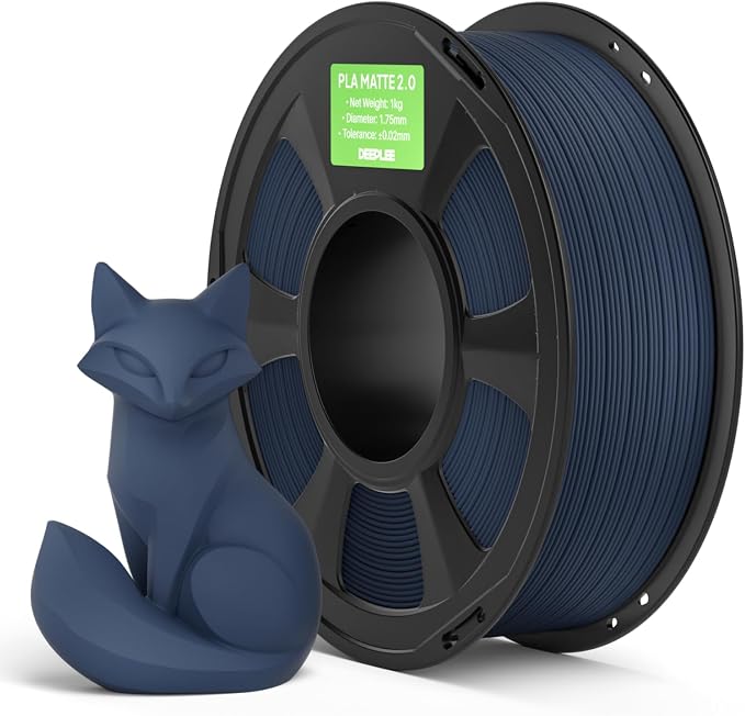 Matte PLA 2.0 Filament 1.75mm, 3D Printer Filament Dimensional Accuracy +/- 0.02mm, No Clogging, Smooth Texture, 1KG Navy Blue