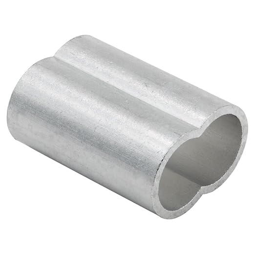 Thin Wall Aluminum Swage Sleeves Clip & Ferrules (1/4") - Oval Duplex Fiber Rope Cable Crimping Loop Fittings (Pack of 100)