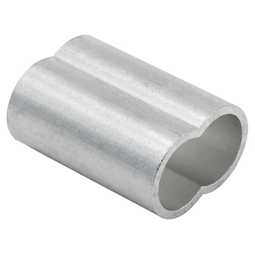 Thin Wall Aluminum Swage Sleeves Clip & Ferrules (7/16") - Oval Duplex Fiber Rope Cable Crimping Loop Fittings (Pack of 25)
