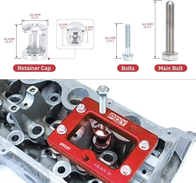 Engine Valve Spring Compressor Tool Compatible with Ford Mustang GT 4.6L 5.4L 3V Explorer Trac Magnetic Screw Retainer Red
