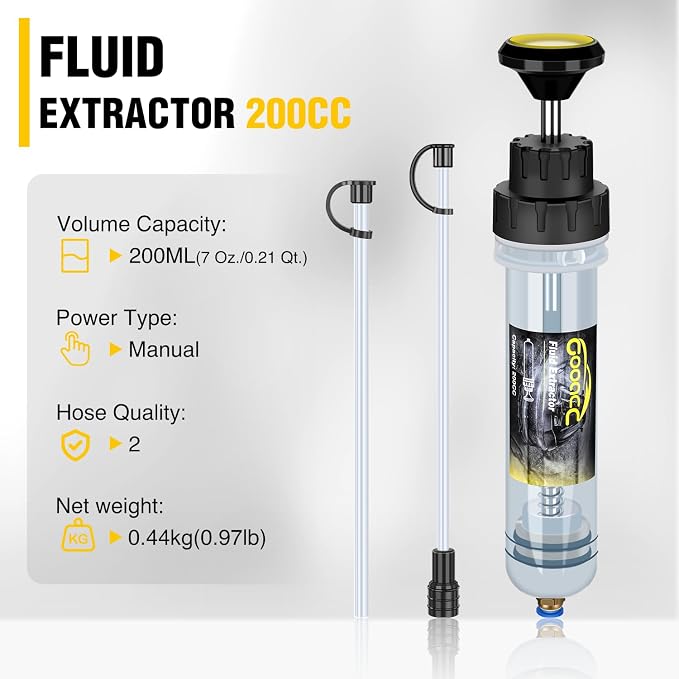 GOOACC Oil Extractor Pump Automotive, Fluid Extractor with Hose Oil Change Syringe Vacuum Pump Extractor, 200CC Manual Brake Fluid Extractor for Car Engine Oil Transfer Suction Extraction Fill 0.21QT