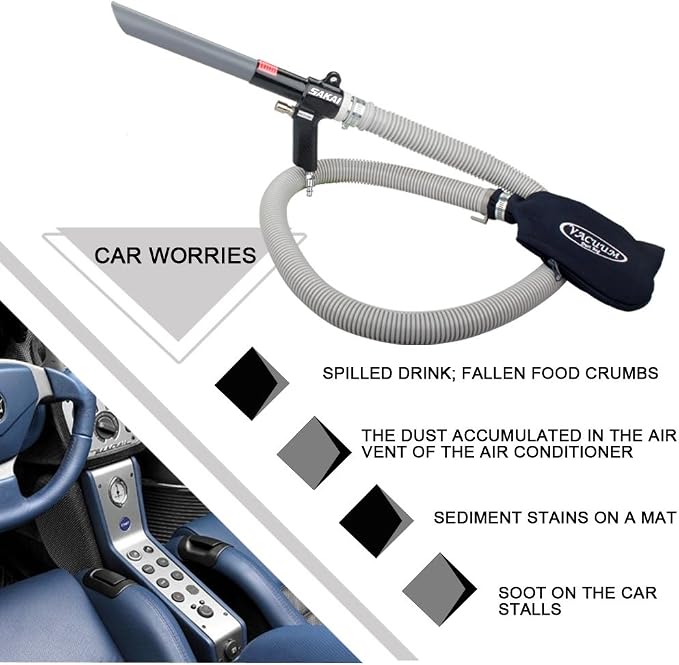 SAKAI Pneumatic Vacuum Cleaner Kit - Dual Function Air Vacuum and Suction with Vacuum Bags, Tube & Accessories