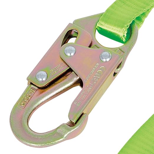 Peakworks Restraint Lanyard with Snap Hooks - Lightweight, 1" Wide Heavy Duty Polyester Webbing, Hi-Vis Green - Use for Inspection Work, Construction, Demolition & Maintenance - 4 Ft Length