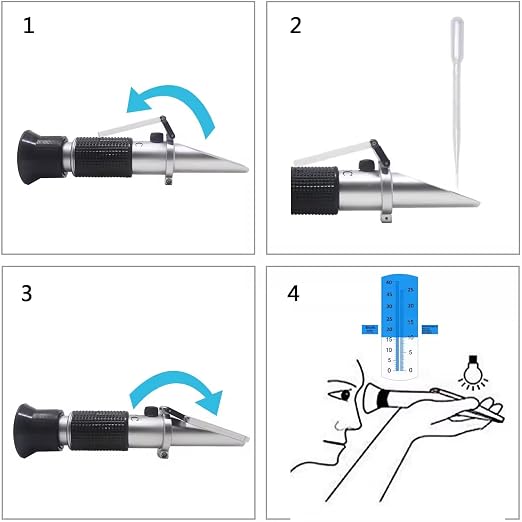 Generic Refractometer for Measuring Grape Wine Juice, which Measures The Sugar Content in The Original Grape Juice and predicts The Alcohol Level of The Wine. 0-40% Brix and 0-25% Dual Scale
