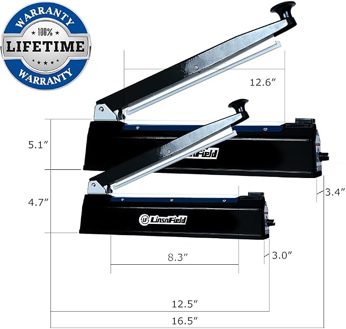 Sealer Pro, 8-inch Impulse Heat Sealer, 2-mm Sealing Width Super Heavy Duty Bag Sealing Machine with Extra 2 Replacements,Black