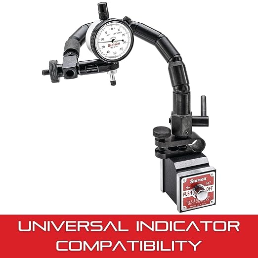 Starrett Magnetic Base Indicator Holder, High Precision, Adjustable Arm, Strong Magnetic Grip, for Machinists & Engineers, Versatile Positioning - 657TW