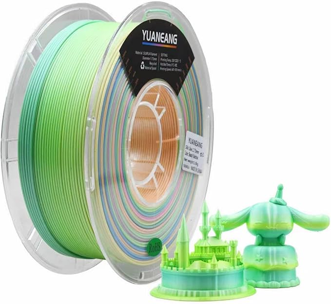 Silk PLA Filament 1.75mm, +/-0.03mm Accuracy, 1kg Spool, 10-Roll Triple Color PLA Bundle, Neatly Wound, Easy Printing for Most 3D Printers