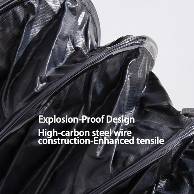 12 Inch Explosion-Proof Flame Retardant HVAC Ducting with Adjustable Rope and D-Ring, 25ft Antistatic PVC Flexible Duct Hose for Ventilation, Exhaust, Drying, and Cooling Applications (12in x 25ft)