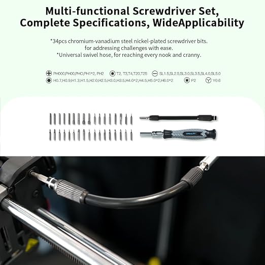 Creality 3D Printer Tool Kit, 74 Pcs in 1 3D Printing Tool Kit Includes Deburring Tool, Nozzle Cleaning Kit, Screwdriver Kit, Removal/Assembly Tools, 3D Printer Tool Wrap Kit Pro for All Printers
