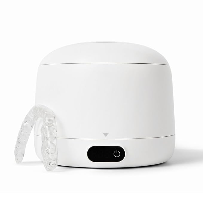 Chomper Labs: The Sonic Cleaner Pro - Ultrasonic Retainer Cleaner & UV – 45 kHz Removable Tank for Aligners, Night Guards, Mouth Guards, Dentures - 4 Cleaning Modes (Lunar White)