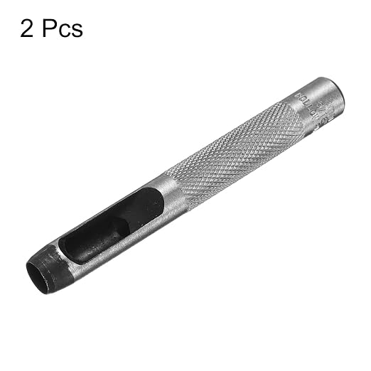 HARFINGTON 2pcs Leather Round Hole Punch, 8mm Hollow Hole Puncher Cutter Carbon Steel Circle Hole Punching Cutting Tool for Belt/DIY Leather Craft