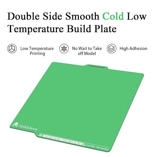 HzdaDeve Upgraded Cool Plate for Lab X2D/P2S/P1S/P1P/A1/X1C 257.5x257.5MM Low Temperature Cold Build Plate No Heating No Glue Double Sided Smooth Board Sheet Bed PEI Platform for Bambu Lab (Green)