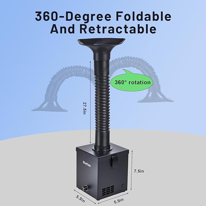 Solder Fume Extractor, DC motor Strong Suction Low Noise Soldering Fume Extractor, H13 HEPA Filter Smoke Extractor, Suitable for Hand Soldering,Jewelry Making, laser engraving
