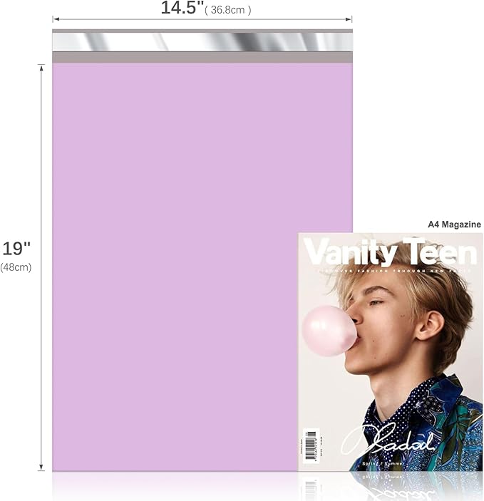 Fuxury 500 Pcs Poly Mailers 14.5x19 Inch, Bulk Shipping Bags for Clothing, Strong Adhesive Shipping Envelopes for Small Business Suppliers,Waterproof Mailers Poly Bags Mailing Envelopes Purple