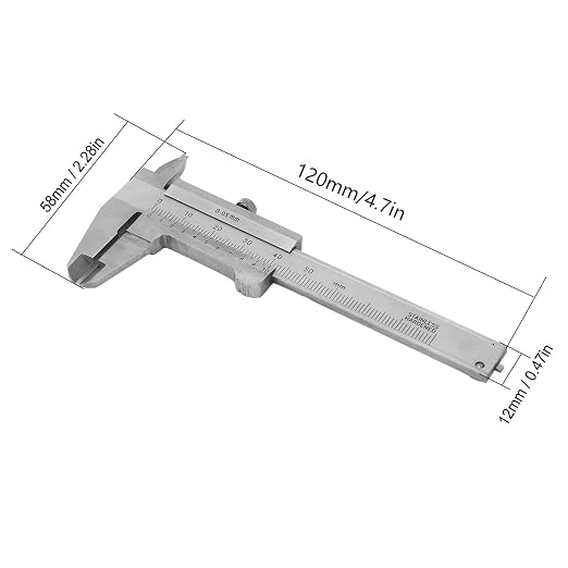 Vernier Caliper, 3" Stainless Steel Caliper Measuring Tool,0‑50mm Manual Micrometer with Storage Bag for Mechanical Tools