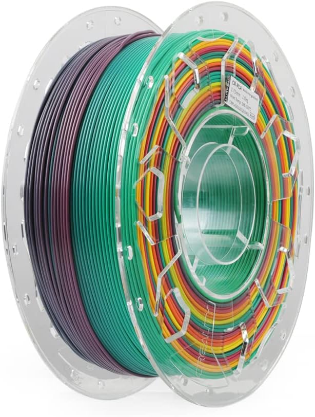 Creality PLA Filament 1.75mm Rainbow, 3D Printer Filament 1kg (2.2lbs) Spool, High Toughness & Warp-Free, Dimensional Precision ±0.03mm, Printing Filament for All FDM 3D Printers