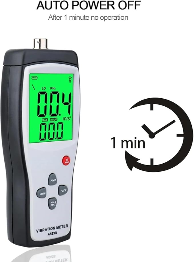AS63B Portable LCD Vibration Analyzer Tester Meter Vibrometer Gauge Tester Analyzer 0.1-199.9m/s Vibration Tester Analyzer | Measures Acceleration Velocity and Displacement for Bearing Motor Pump Fan Compressor Machinery Condition Monitoring