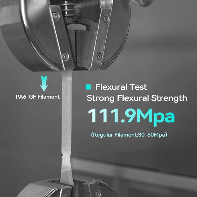 SUNLU PA6-GF 3D Filament 1.75mm 1KG, 25% Glass Fiber Nylon Filament, High Temp Resistance 401°F (205°C), Corrosion Resistance, Engineering Filament, Dimensional Accuracy+/-0.03mm, 1KG Spool, Grey
