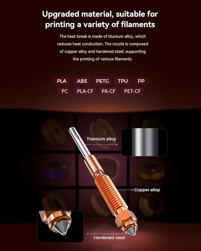 Creality Official K1/K1 Max/K1C Ceramic Heating Block Kit, Support 300°C High Temperature and 600mm/s Fast Speed Printing, Compatible with Creality K1, K1 MAX, K1C 3D Printer