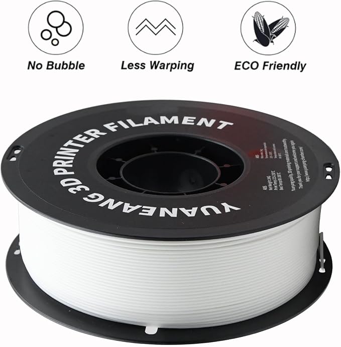 ABS 3D Printer Filament 1.75mm White, 1kg Spool, Strong & Durable ABS Material, High Heat Resistance, Low Warping, ±0.03mm Precision, Ideal for Functional Parts, Prototypes