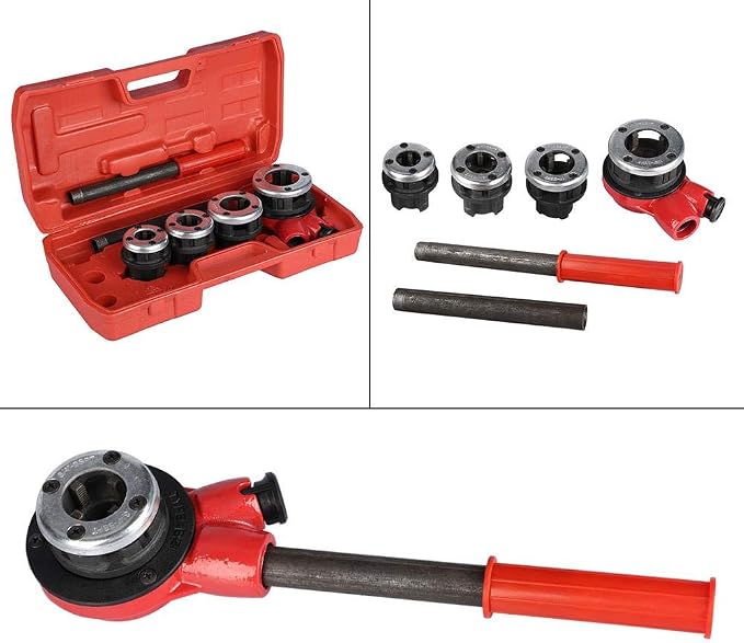 Tools,Pipe Threader Kit,Pipe Threader Kit,Pvc Pipe Threader,Tap and Die Set,Tap and Die Set,Ratcheting Pipe Threader Set, Malleable Cast Iron 4 Threading Dies 1/2" 3/4" 1" 1-1/4"
