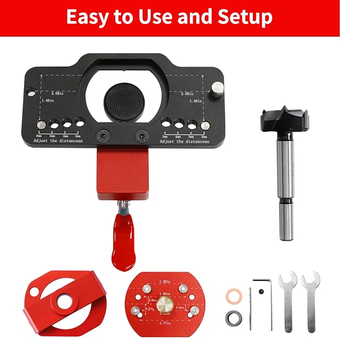 Metal Concealed Hinge Jig with Woodworking Tools,35mm Concealed Door Hinge Jig,Cabinet Hinge Jig for Door Cabinets Hinges Mounting for Woodworking Door Cabinet Hinges Mounting Tool