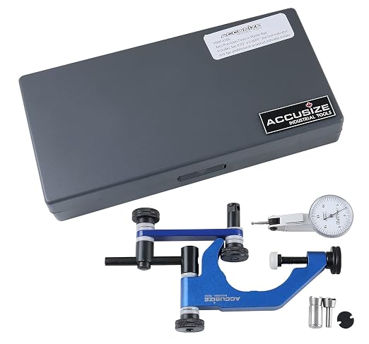 Accusize Dial Test Indicator 0.03 x 0.0005 in with Holder | Universal Holder Fits 5/32 in Shank or Dovetail; 0-12 in Reach; Includes 3/8 in and 5/32 in Clamps, P900-S186
