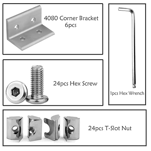 4080 Corner Bracket Connector Set for 4080 8080 Aluminum Extrusion Accessories 6Set(Silver L)