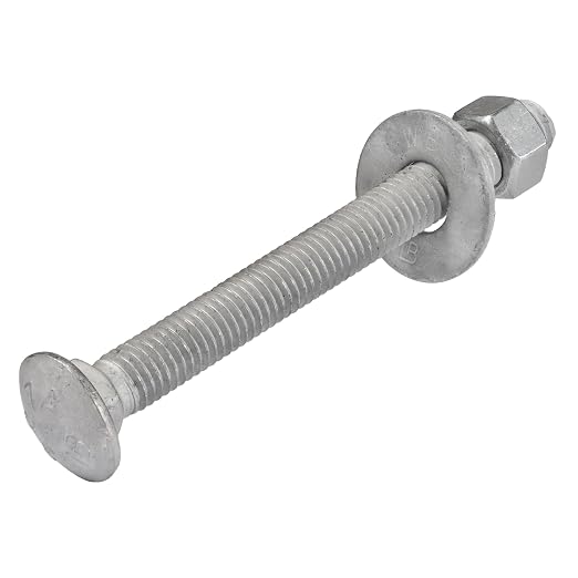 3/8" x 5" (50 Pack) Galvanized Carriage Bolt Kit, Grade 307A, Hot Dip Galvanized for Exterior Use by Makers Bolt