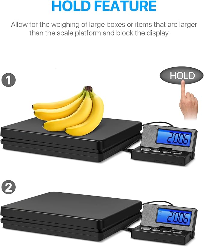 Flexzion USPS Shipping Scale for Package, Heavy-Duty Digital Shipping Postal Scale with Wall-Mounted LCD 110Lbs/50KG Max Capacity - Precision Weighing Box Scale with Tare & Hold Features