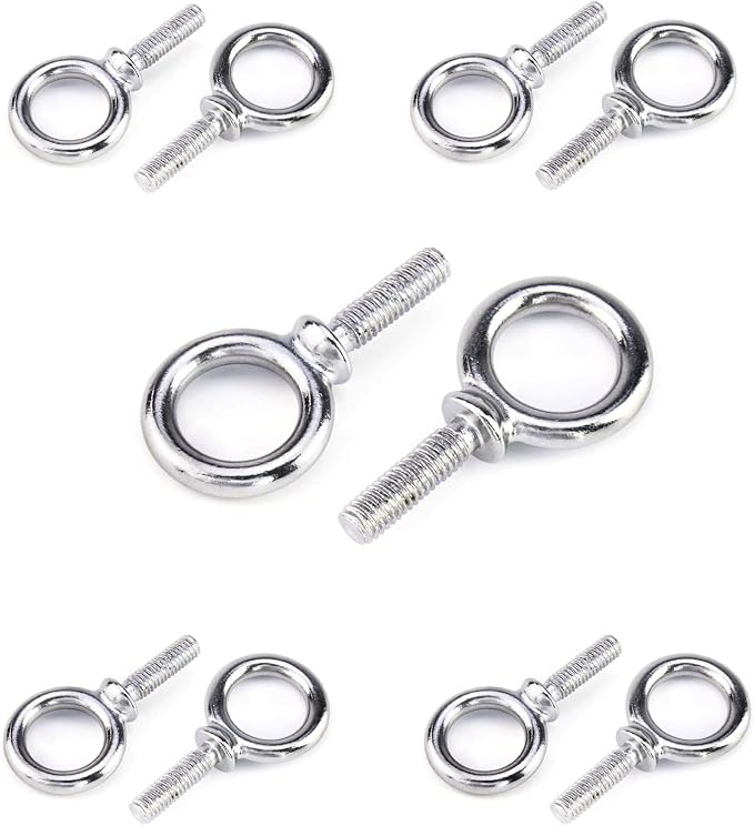 QWORK 3/8"-16 x 1 Machinery Eye Bolts – 20 Pack 316 Stainless Steel Threaded Rings for Mounting, Securing & Rigging