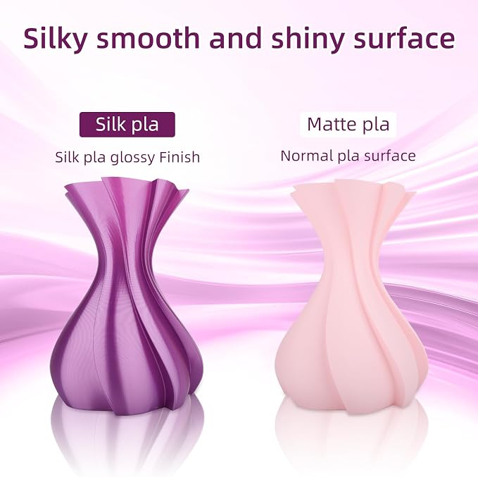 3DHoJor Silk PLA Filament 1.75mm, PLA Filament 1.75mm Silk Shiny 3D Printer Filament, 1kg Cardboard Spool (2.2lbs), Dimensional Accuracy +/- 0.03 mm, Fit Most FDM Printer（Purple）