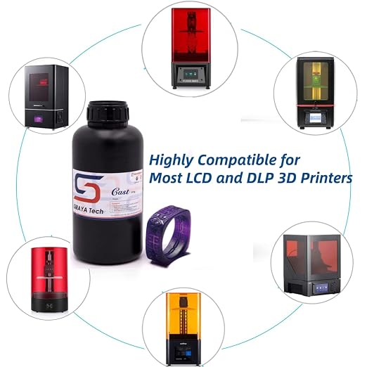 Siraya Tech Cast 3D Printer Resin Easy to Print Use and Burn High Resolution Castable 405nm LCD UV-Curing Photopolymer Resin for Making Jewelries and Metal Parts (Purple, 500g)
