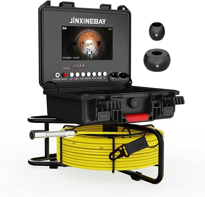 Sewer Camera,7" HD IPS Screen Drain Camera with DVR Distance Marker,23MM 12PC Lights IP68 Waterproof Borescope Drain Pipe Endoscope 32GB Card,for Plumbers and Homeowners (17MM Camera/20M)