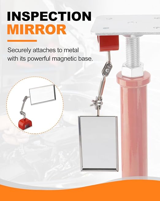 2 pcs Inspection Mirror with Magnetic Base Welding Mirror Adjustable Arm Machine Tool for Auto Mechanics Machinists Craftsmen Technicians Use in Confined Spaces