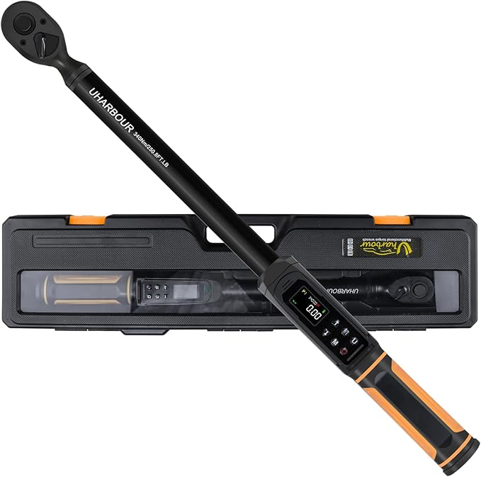 Uharbour Digital Torque Wrench 1/2 Drive, 3.8-250.8 Ft.lb Range, 1/2 Digital Torque Wrench ±1% Accuracy with Vibration, Buzzer and LED Alert, Suitable for Car, Motorcycle and Bicycle