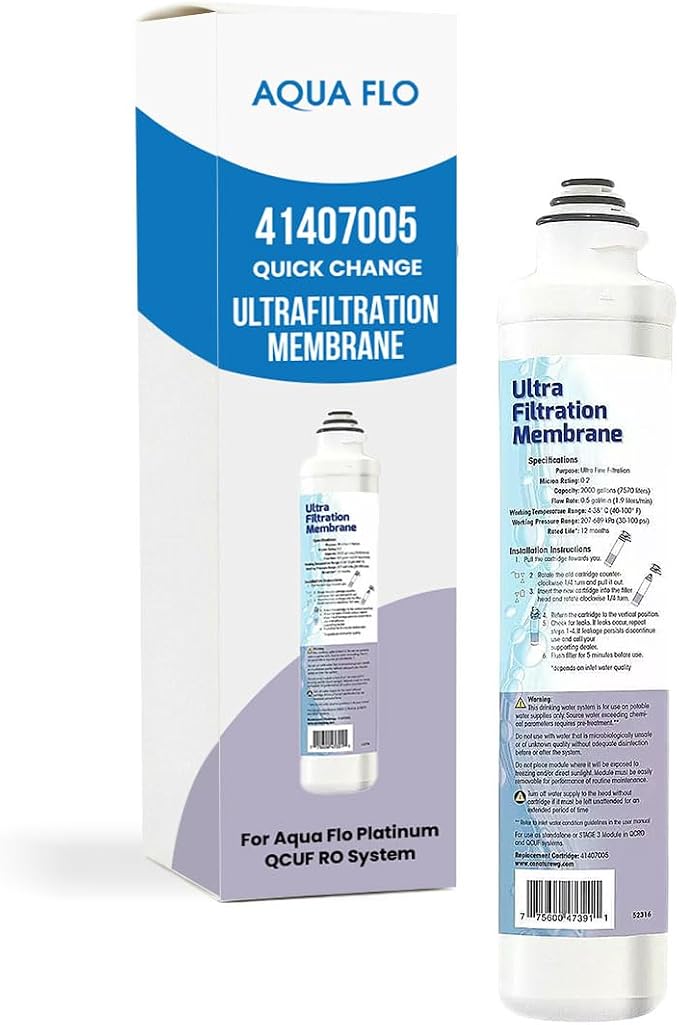 Aqua Flo 41407005 UF Membrane Filter Replacement for Platinum QCUF 4 Stage System, Quick Change Ultra Filtration Cartridge, High Performance Long-Lasting Water Filter