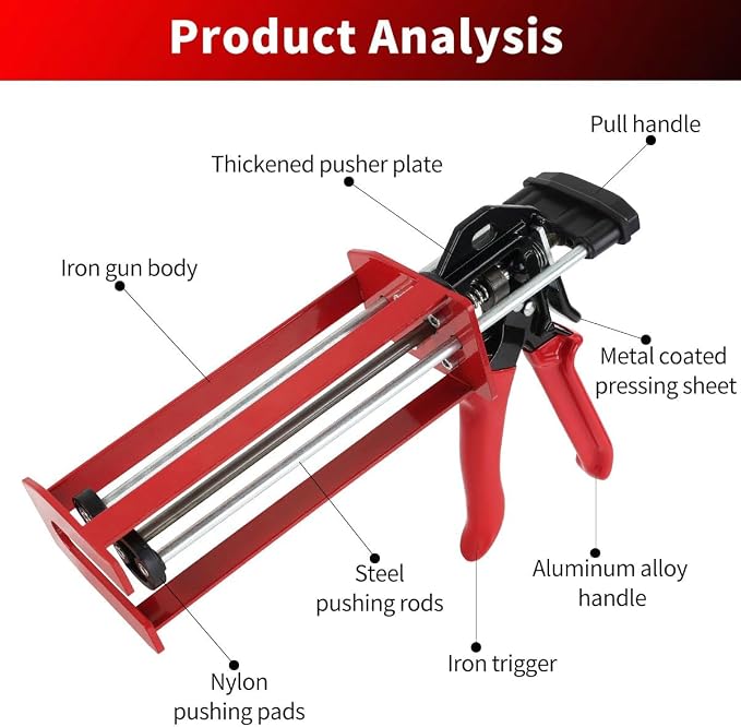 400ml/14 Fl Oz(1:1 and 2:1) Dual Component Epoxy Gun, 26:1 High Thrustdual, For Plastic Epoxy, Adhesive, Panel Bond, Panel Bonding Adhesive, e.g. 08115 08116