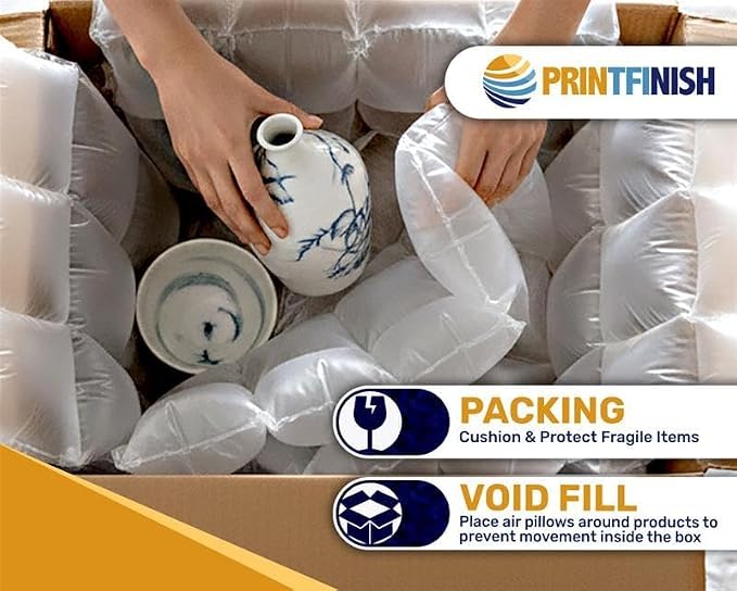 Printfinish Inflatable Air Cushion Wrap Roll - Pillow Wrap Film Refill for Packing & Shipping - Air Bubble Film - Perforated Void Fill Cushioning Bags - 1640ft, 7.8″ x 5.1″ x 2" Core (Pillow)