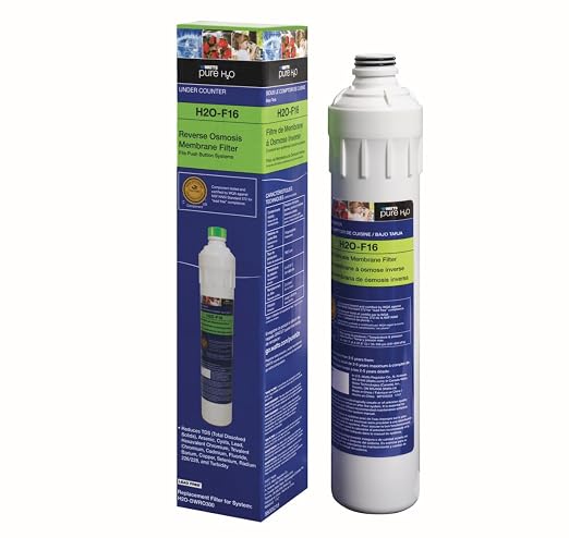 Watts Premier H2O-F16 Pure H2O 50 GPD (Gallons Per Day) RO (Reverse Osmosis) Semi-Permeable Membrane Filter Replacement for H2O-DWUF300 Under Counter Water Filtration Systems, Push Button Design