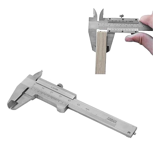 Vernier Caliper, 3" Stainless Steel Caliper Measuring Tool,0‑50mm Manual Micrometer with Storage Bag for Mechanical Tools