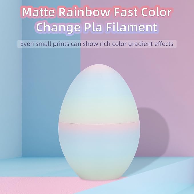 3DHoJor Matte Rainbow 3D Printer PLA Filament 1.75mm +/- 0.03 Multicolor Change Filament 1 KG(2.2lbs) Spool Fit Most FDM Printer-Yellow Pink Blue Green
