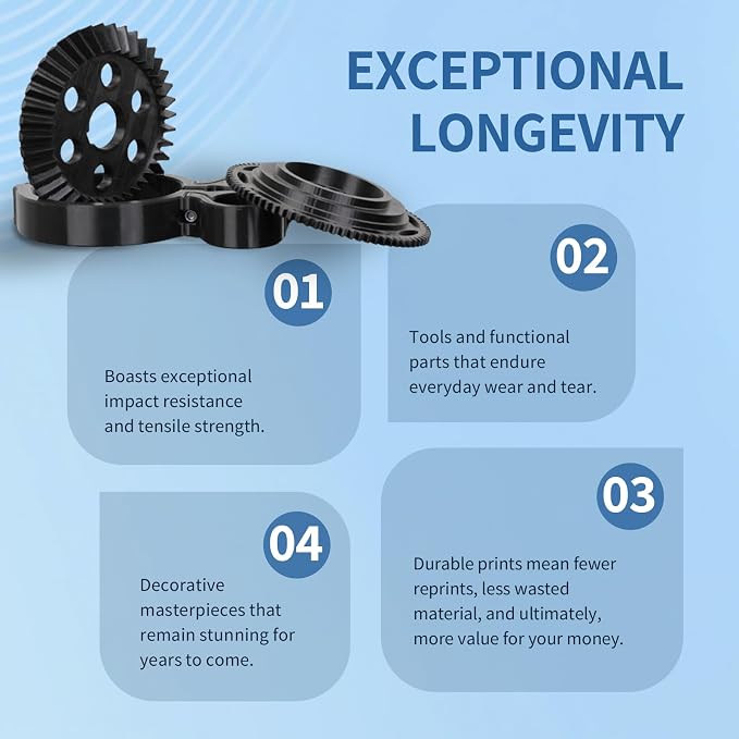 OVERTURE Nylon Filament 1.75mm 3D Printer Filament, Polyamide (PA) 1kg Spool (2.2lbs), Dimensional Accuracy +/- 0.02 mm, Fit Most FDM Printer (Black)